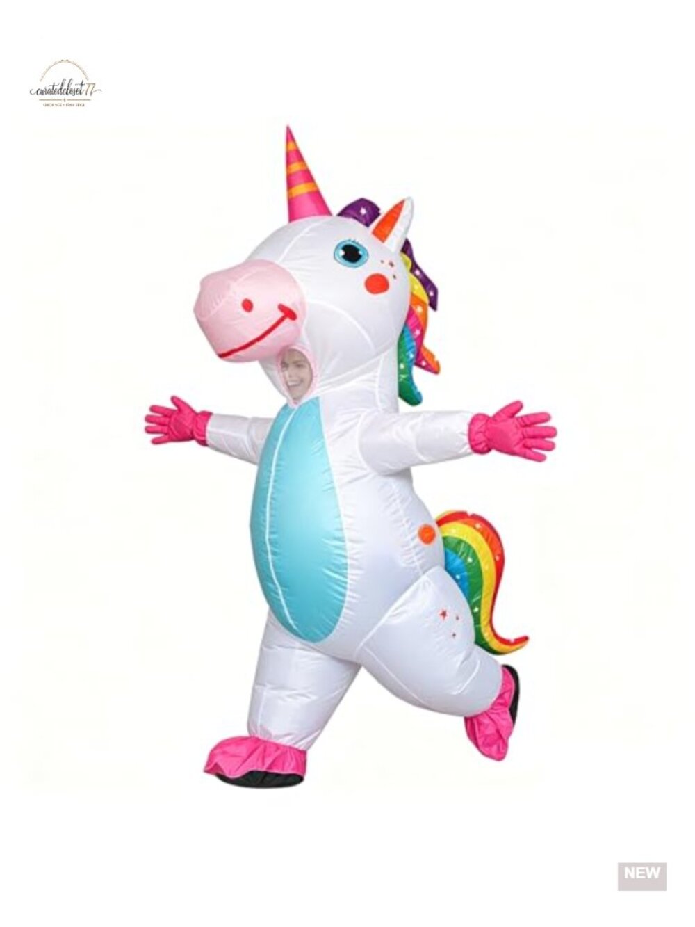 Inflatable Unicorn Costume Adult Funny Blow Up Halloween Party Cosplay Suit for